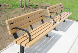 Custom Park bench w/rpl slats/steel frame